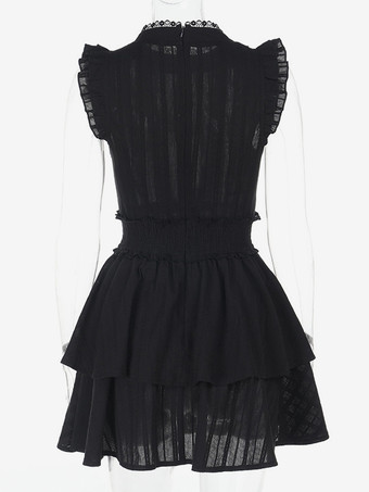   【最新モデル】ゴシックロリータドレス フリル レース ブラックドレス