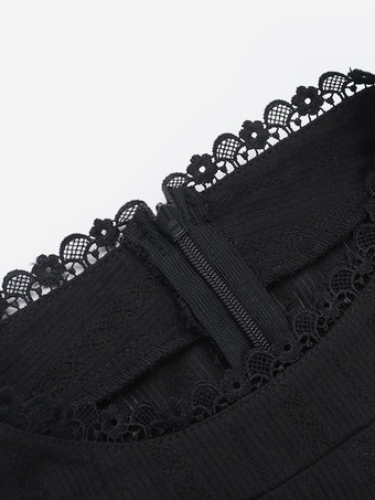   【最新モデル】ゴシックロリータドレス フリル レース ブラックドレス