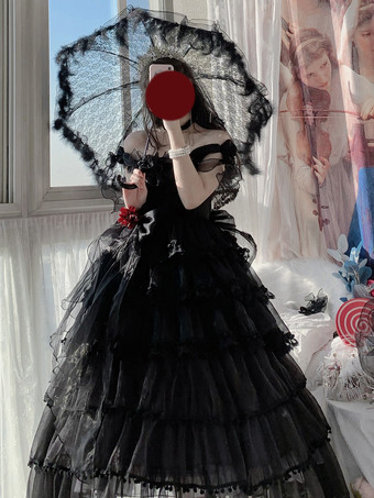 姫ウェディング スイートロリータドレス ノースリーブ ヘッドウェア ホワイトロリータドレス カラーブロックドレス