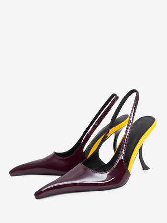 ハイヒールパンプスデザインポインテッドトゥヒールスリングバックパンプス