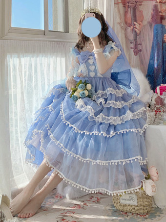 姫ウェディング スイートロリータドレス ノースリーブ ヘッドウェア ホワイトロリータドレス カラーブロックドレス