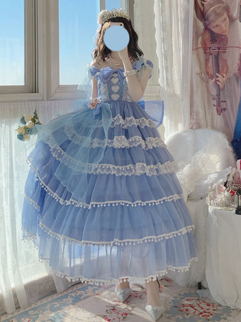姫ウェディング スイートロリータドレス ノースリーブ ヘッドウェア ホワイトロリータドレス カラーブロックドレス