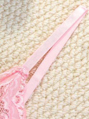 セクシーランジェリー 2ピース 花柄 透け感 ボタン ピンク ブラ ショーツ セット