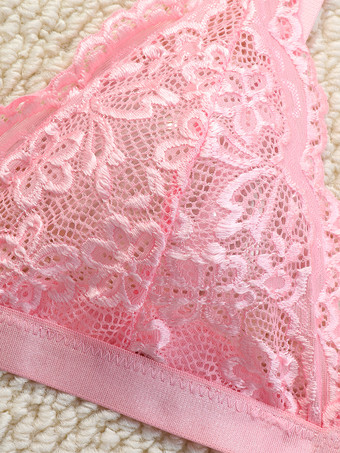 セクシーランジェリー 2ピース 花柄 透け感 ボタン ピンク ブラ ショーツ セット