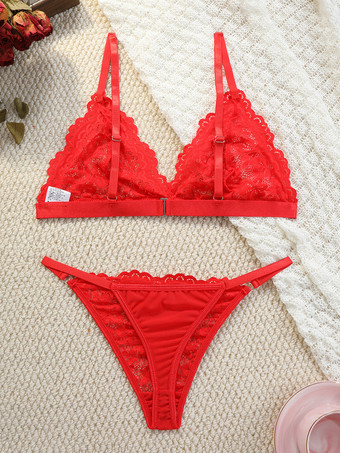セクシーランジェリー 2ピース 花柄 透け感 ボタン ピンク ブラ ショーツ セット