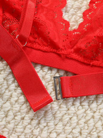 セクシーランジェリー 2ピース 花柄 透け感 ボタン ピンク ブラ ショーツ セット