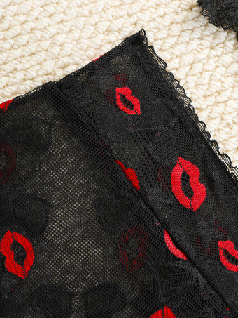 シースルーランジェリー カットアウト ツートン セクシー ブラック 2ピース ブラ＆パンティセット