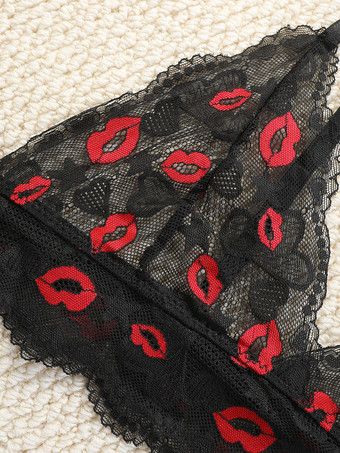 シースルーランジェリー カットアウト ツートン セクシー ブラック 2ピース ブラ＆パンティセット