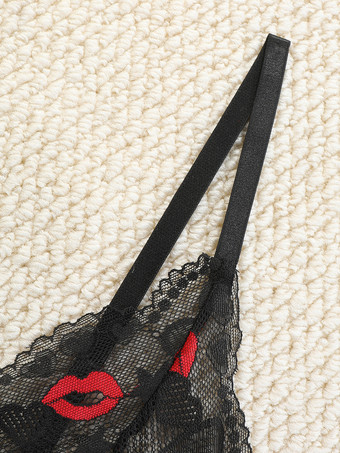 シースルーランジェリー カットアウト ツートン セクシー ブラック 2ピース ブラ＆パンティセット