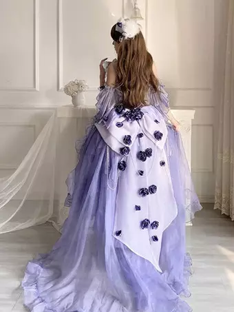 Sweet Lolita Dress Embroidery Bowknot Lace-Up High Low Dress Sleeveless Purple Mesh Slip Dress - Milanoo.com Sweet Lolita Dress Embroidery Bowknot Lace-Up High Low Dress Sleeveless Purple Mesh Slip Dress - Milanoo.com