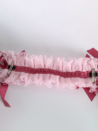 ヘッドドレス スイートロリータアクセサリー ピンクリボン フリル レースリボン ヘッドウェア ヘッドバンド