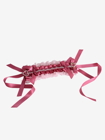 ヘッドドレス スイートロリータアクセサリー ピンクリボン フリル レースリボン ヘッドウェア ヘッドバンド