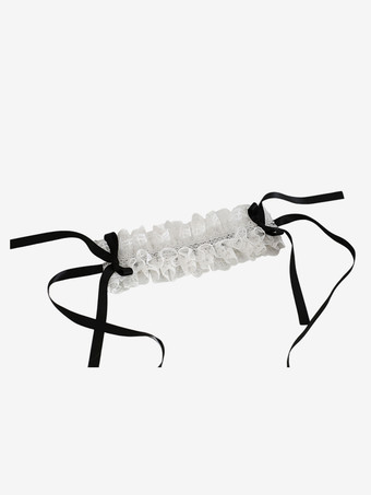 ヘッドバンド ヘッドドレス スイートロリータアクセサリー ブラック ホワイト フリル リボン レース ヘッドウェア