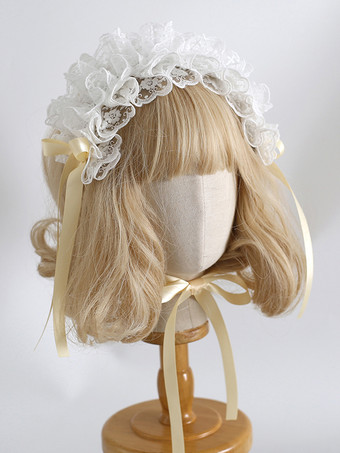 イエローヘッドバンド ヘッドドレス スイートロリータアクセサリー ブラック ホワイト フリル リボン レース ヘッドウェア