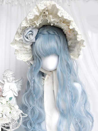 原宿ファッションロリータウィッグライトスカイブルーロング耐熱ファイバートゥースルドロリータアクセサリー