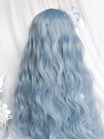 原宿ファッションロリータウィッグライトスカイブルーロング耐熱ファイバートゥースルドロリータアクセサリー