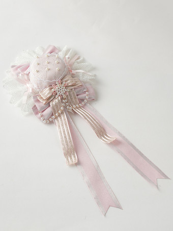 スイートロリータハット ピンクチェーン フリル リボン レースヘッドバンド ロリータヘッドドレスアクセサリー