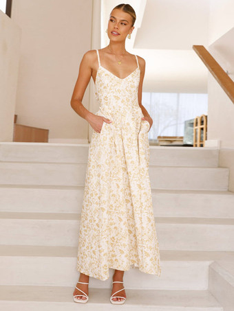 バック結びの花柄マキシスリップドレス 2025