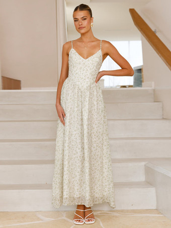 バック結びの花柄マキシスリップドレス 2025