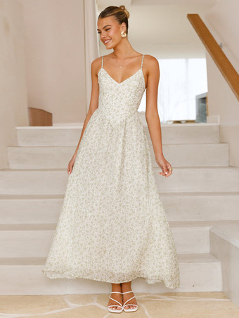 バック結びの花柄マキシスリップドレス 2025