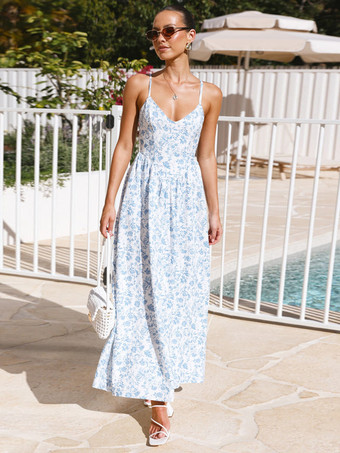 バック結びの花柄マキシスリップドレス 2025