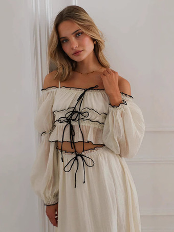 長袖クロップトップとロングスカートの2ピースコーデセット（レディース 2025年版）