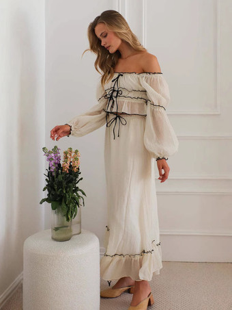 長袖クロップトップとロングスカートの2ピースコーデセット（レディース 2025年版）