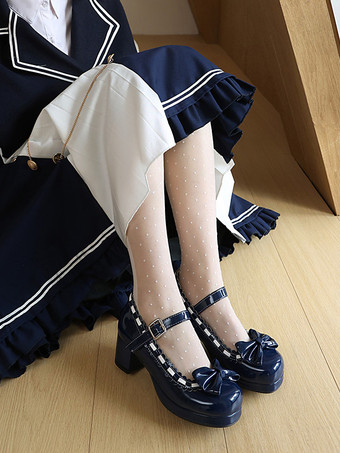 ミッドブロックヒールのメリージェーンゴシックスウィートロリータフットウェア、レッドカラーブロックのリボン、フリル、ラウンドトゥのロリータシューズ