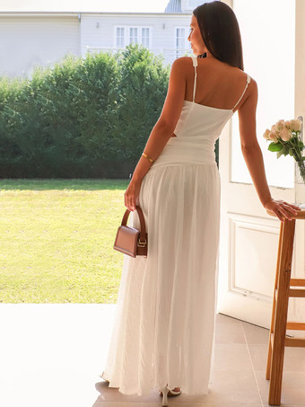 ドロップウエスト ノースリーブ Vネック マキシドレス カットアウト 2025