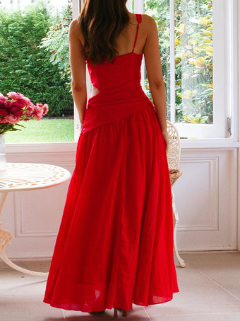 ドロップウエスト ノースリーブ Vネック マキシドレス カットアウト 2025