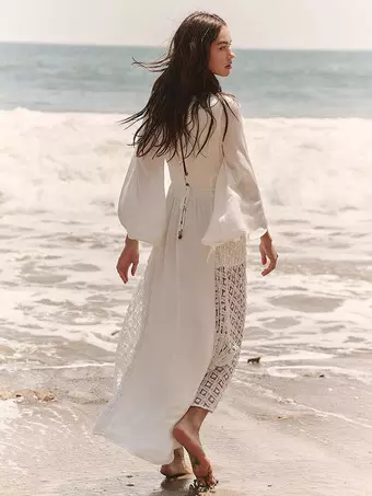 boho beach wedding dresses for bride Mariah White Chiffon Ruffle Halterneck Maxi Dress main image 0