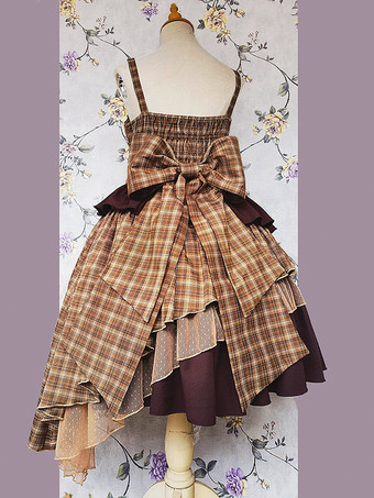 クラシカルなロリータドレス ポリエステル レース ノースリーブ ライトブラウン ロリータドレス