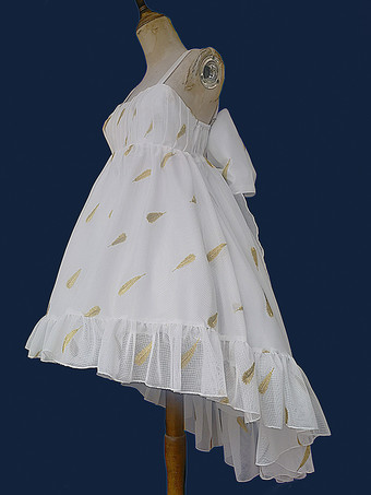 スイートロリータドレス ポリエステル ノースリーブ フリル ブラック ロリータドレス JSK