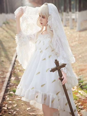 スイートロリータドレス ポリエステル ノースリーブ フリル ブラック ロリータドレス JSK