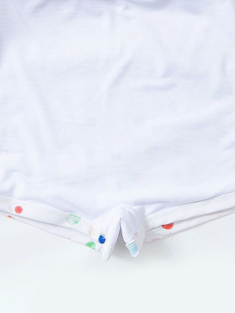 ワンピース水着 スイートロリータ ホワイト 水玉模様 レースアップ プリーツ ノースリーブ 水着