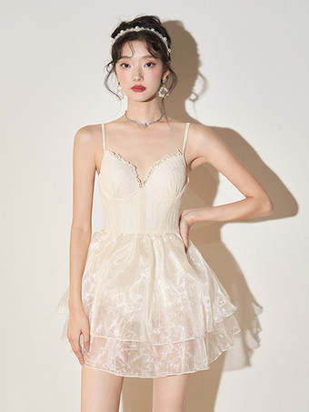 ワンピース スイート ロリータ 水着 アプリコット フリル ノースリーブ ドレス