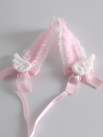 ゴシックロリータアクセサリーエクリュホワイトフリルリボンレースヘッドウェアヘッドドレス