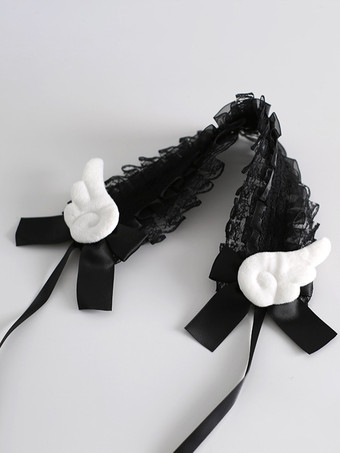 ゴシックロリータアクセサリーエクリュホワイトフリルリボンレースヘッドウェアヘッドドレス