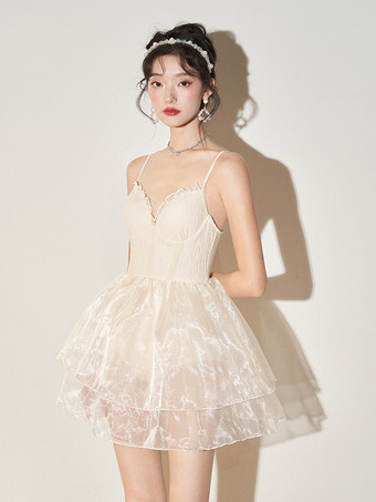 ワンピース スイート ロリータ 水着 アプリコット フリル ノースリーブ ドレス