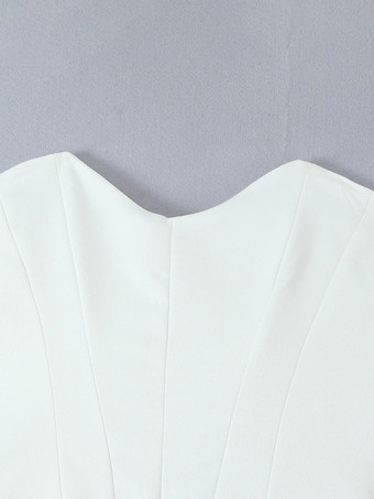 ストラップレス ホワイト フレア ミニドレス（蝶ネクタイバック付き）2025