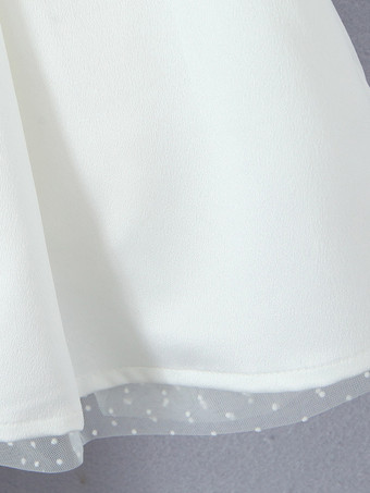 ストラップレス ホワイト フレア ミニドレス（蝶ネクタイバック付き）2025