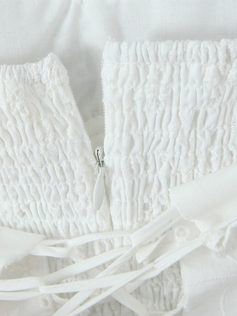 レーストリムのフレアミニドレス（Vネック、シャーリングバック）2025