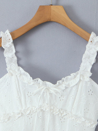 レーストリムのフレアミニドレス（Vネック、シャーリングバック）2025