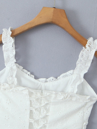 レーストリムのフレアミニドレス（Vネック、シャーリングバック）2025