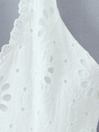 レースアップバックのホワイトホルターネックミニドレス 2025