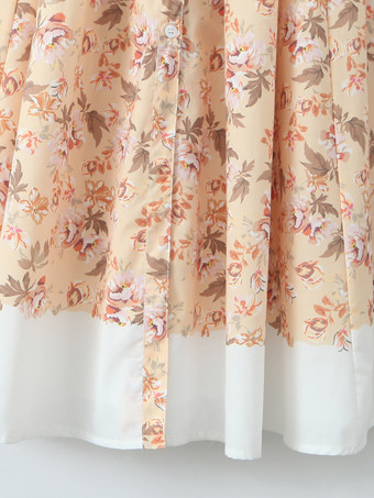 スクエアネックのヴィンテージフローラルプリントミディドレス 2025