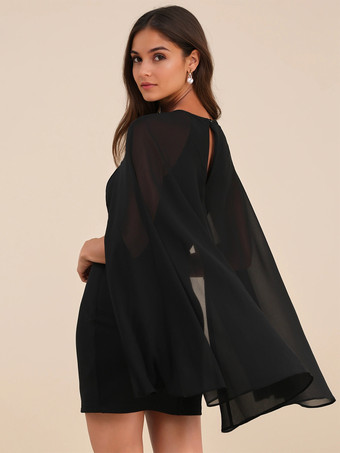 シースルーケープスリーブ付きボディコンミニパーティードレス 2026