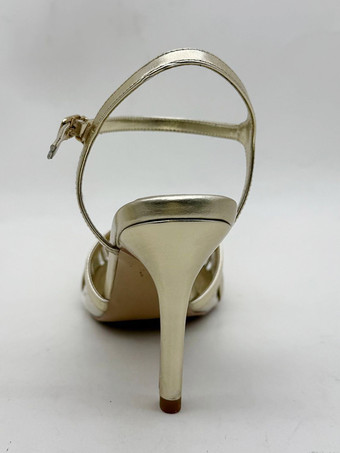 ゴールドハイヒールサンダル ラウンドトゥ カットアウト スティレットヒール パーティーシューズ