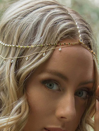 ゴールド ウェディングヘッドピースアクセサリーラインストーンブライダルヘアアクセサリー