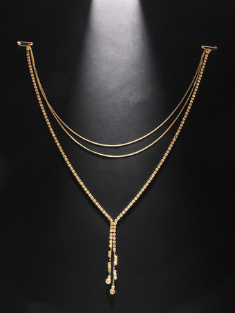 ウェディングステートメントネックレス シルバー ボヘミアン ラインストーン ガールズ